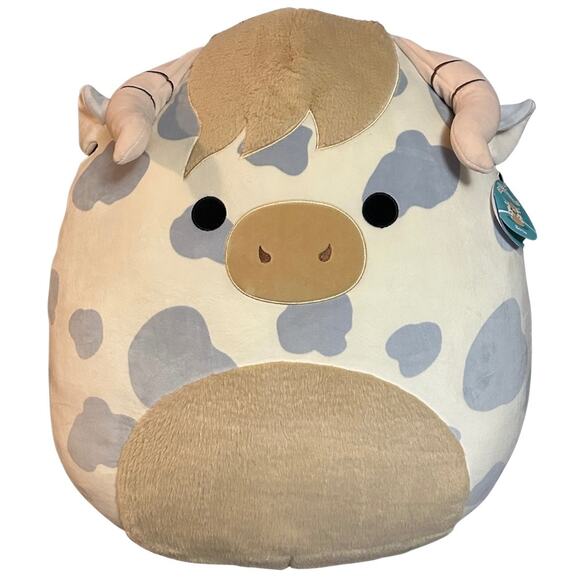 New Squishmallows Jumbo 24” Borsa Spotted Highland Gray Cow Plush NWT - Picture 1 of 5